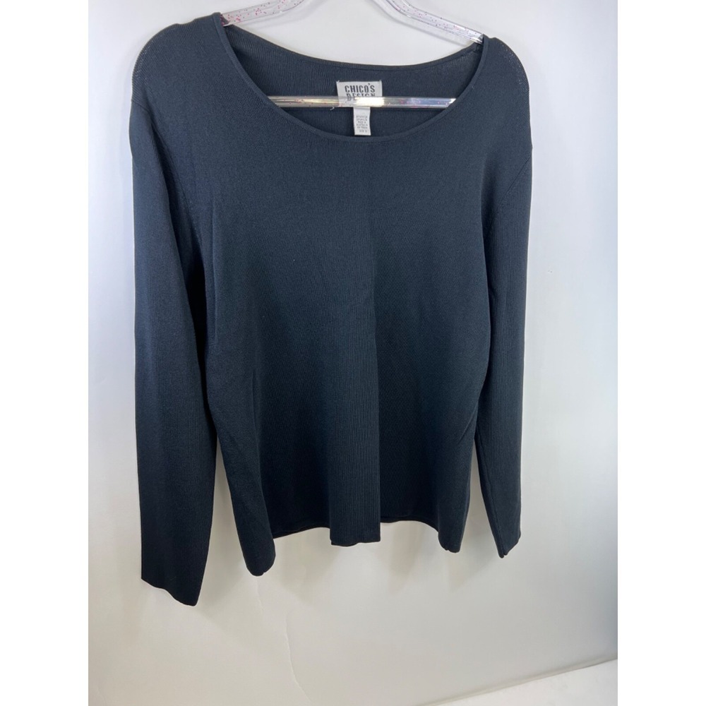 CHICO'S D-E-S-I-G-N Long Sleeve Sweater, Black, Women's Size 2